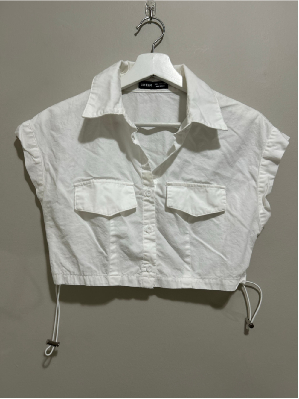Women's White Button Down Crop Shirt Size 6